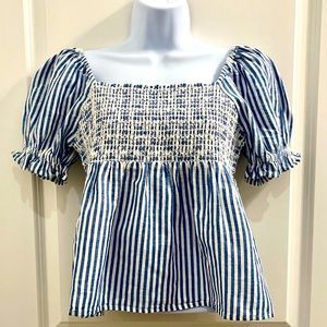 AMERICAN EAGLE OUTFITTERS STRIPED SMOCK TOP NWT